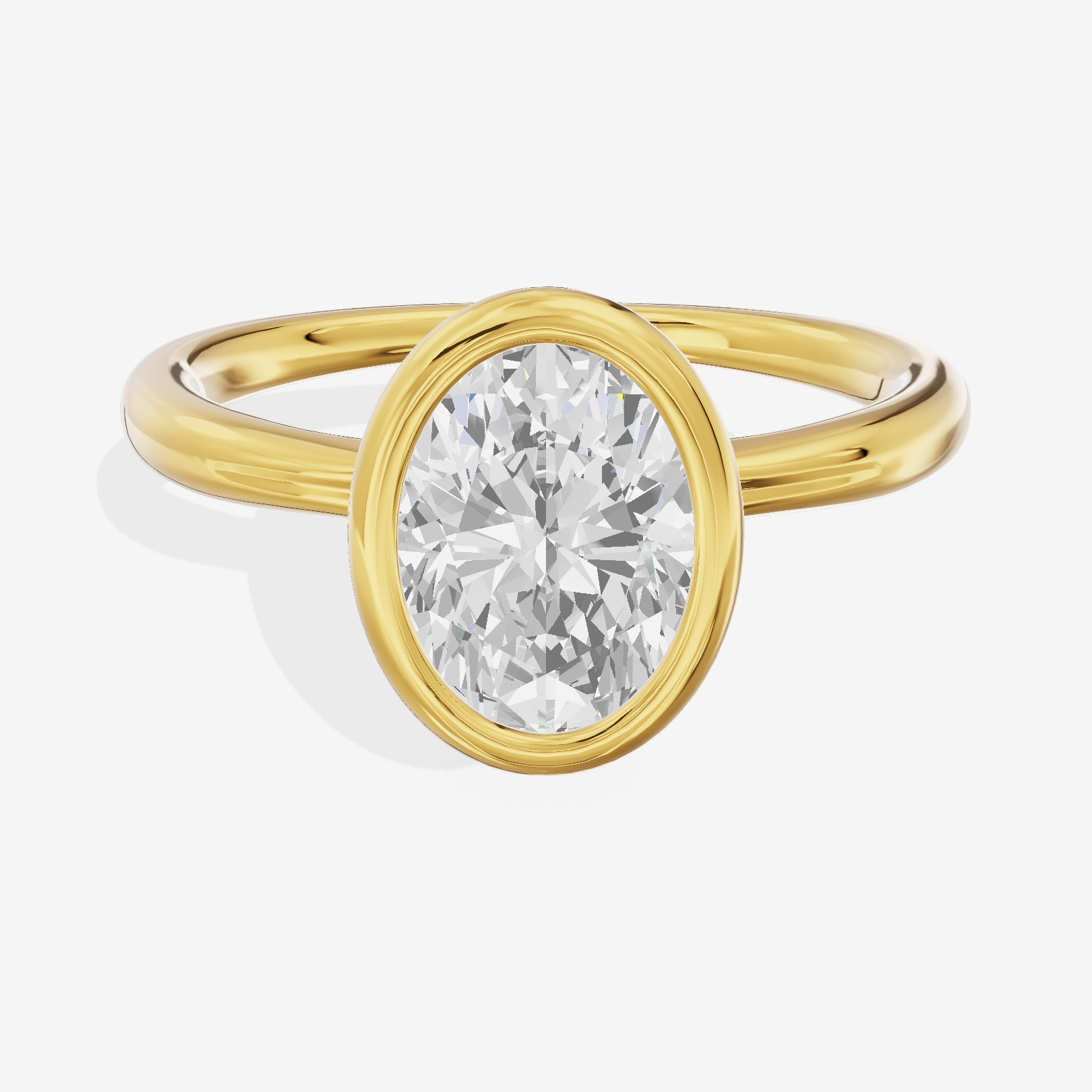 Coeurine Bezel 2mm Oval Solitaire Engagement Ring in 14K Yellow Gold