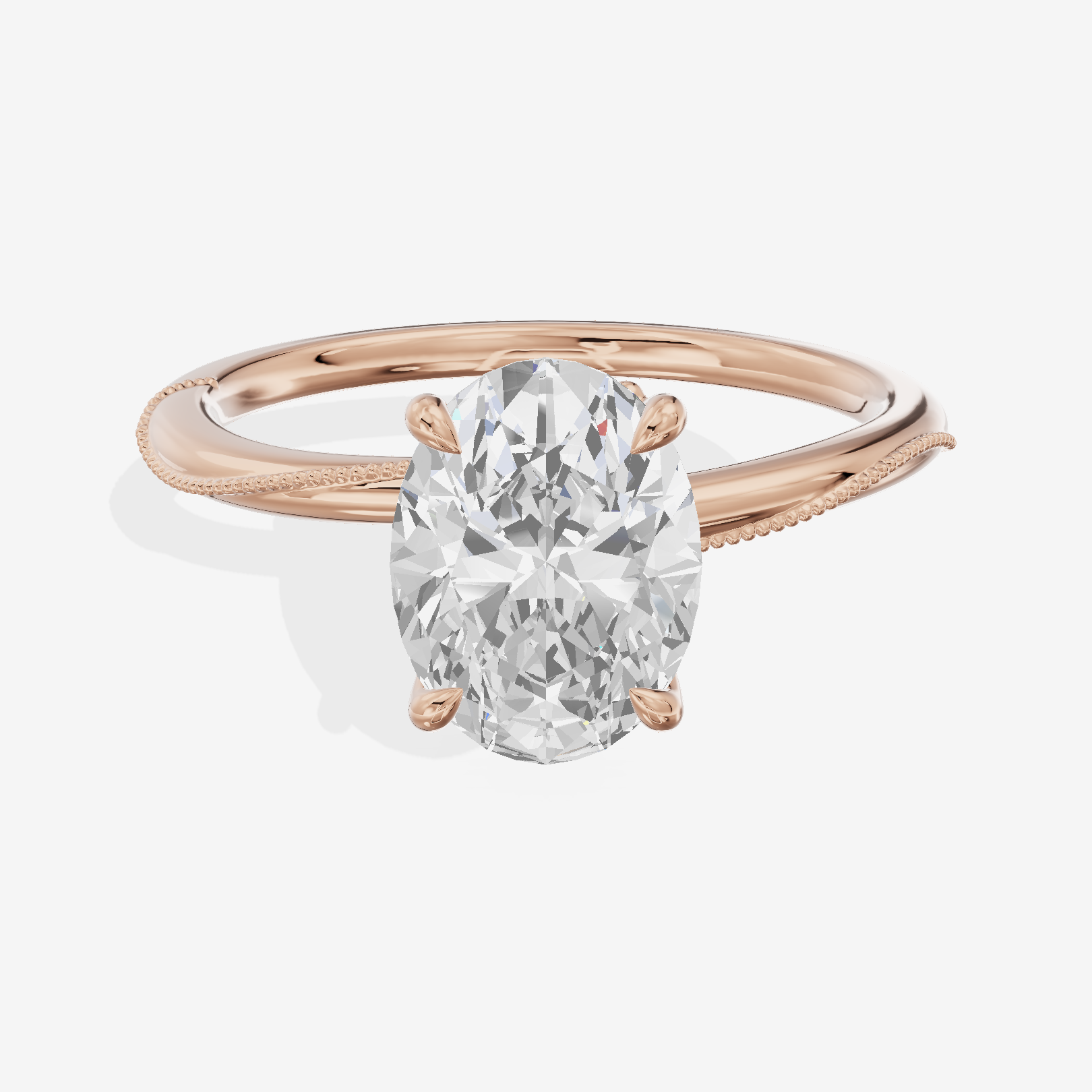 Vintage Coeurine Oval Engagement Ring (1/10 ct. tw.) in 14K Rose Gold