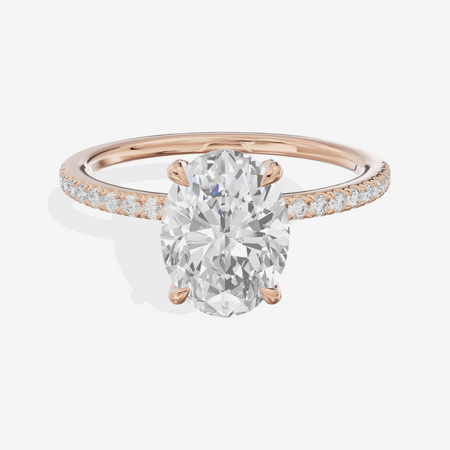 Bowed Sincere Oval Engagement Ring with Side Stones (1/4 ct. tw.) in 18K Rose Gold