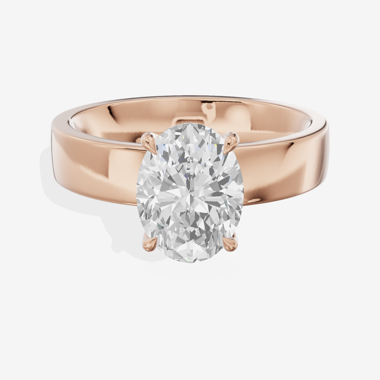 Hallowed Coeurine 4mm Oval Solitaire Engagement Ring in 18K Rose Gold