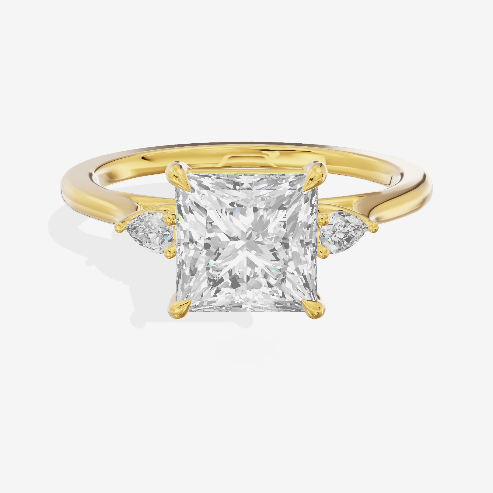 Royal Sincere Three Stone Princess Engagement Ring (2/3 ct. tw.) in 14K Yellow Gold