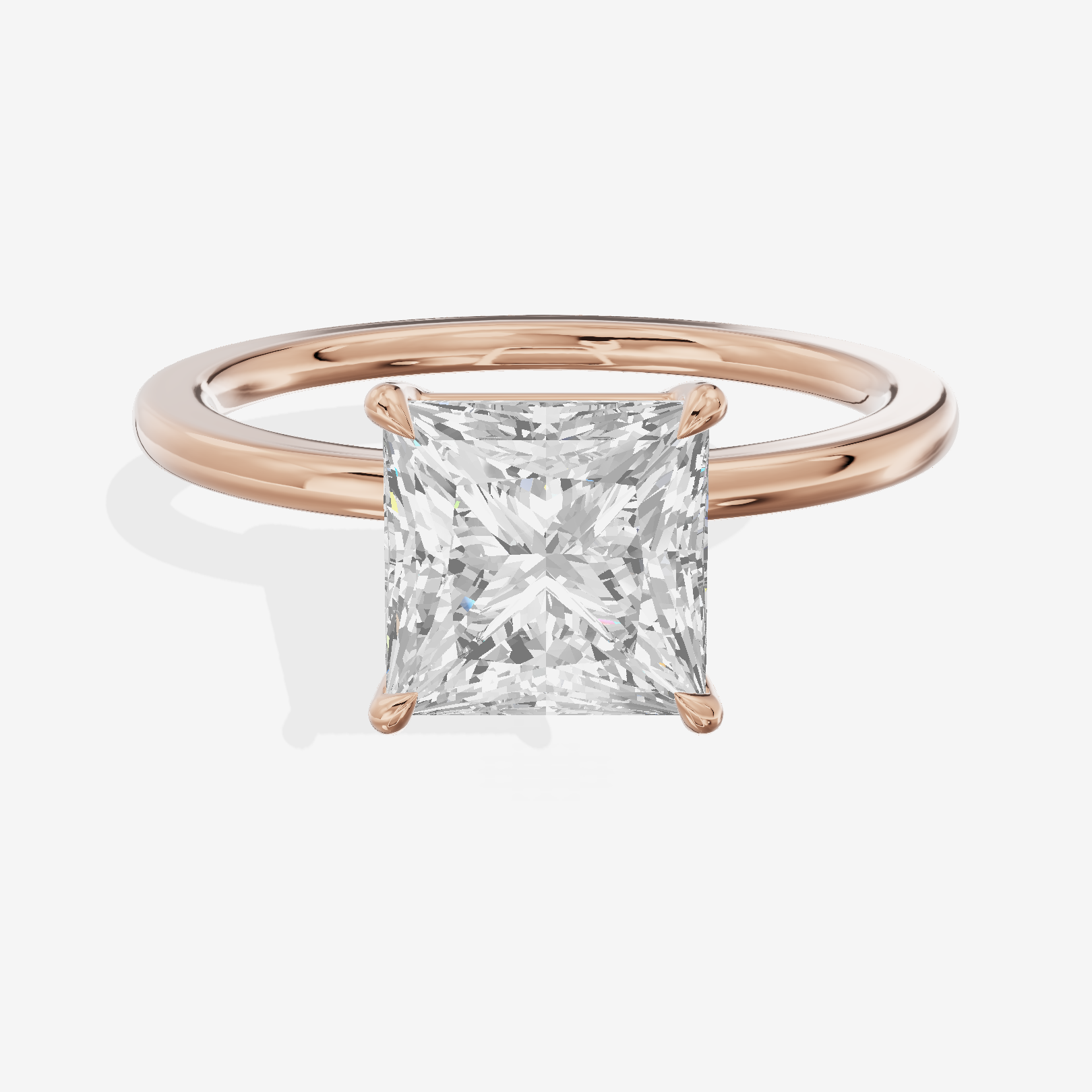Charmae Ring 1.4mm Princess Solitaire Engagement Ring in 14K Rose Gold
