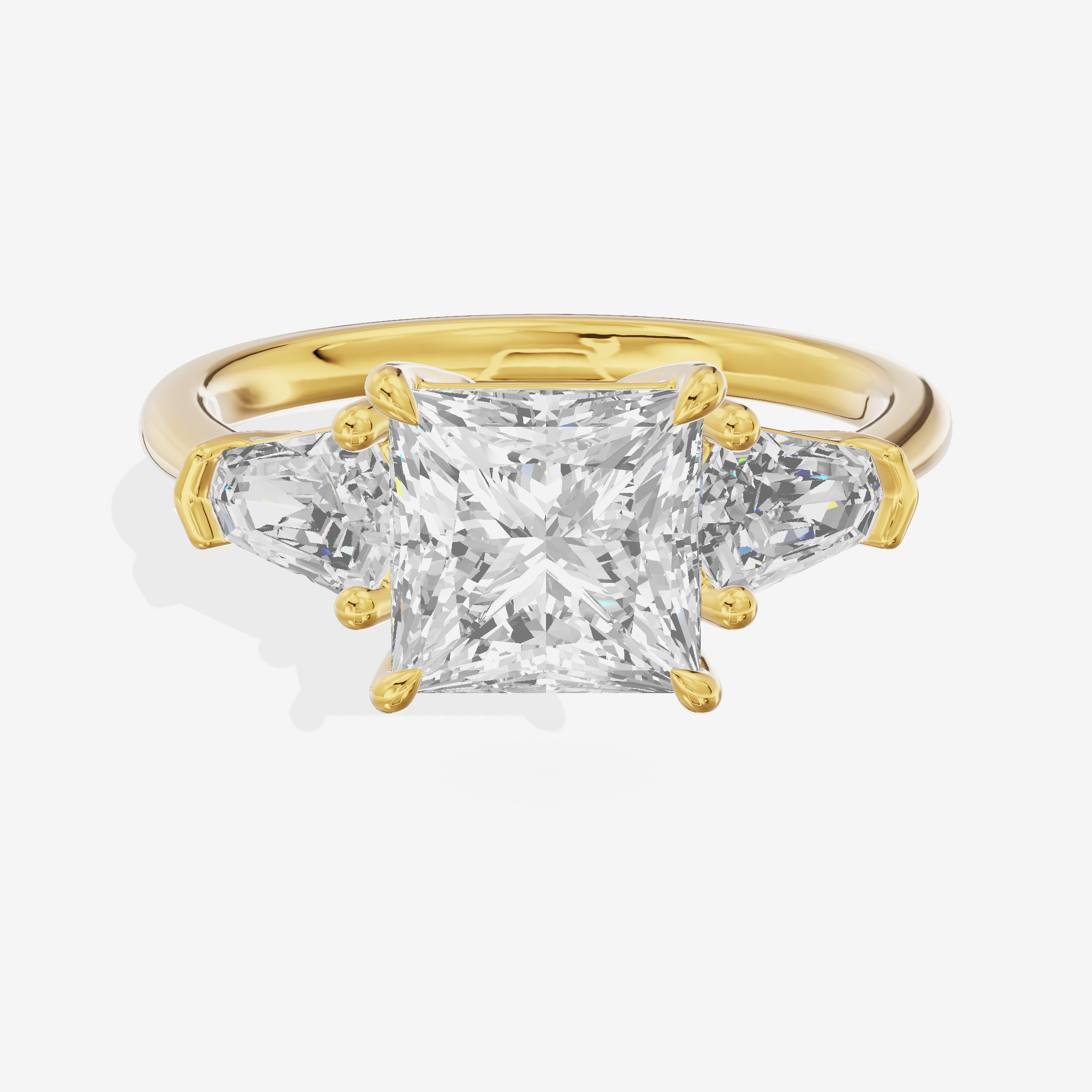 Classic Mirth Princess Three Stone Engagement Ring (1/2 ct. tw.) in 14K Yellow Gold