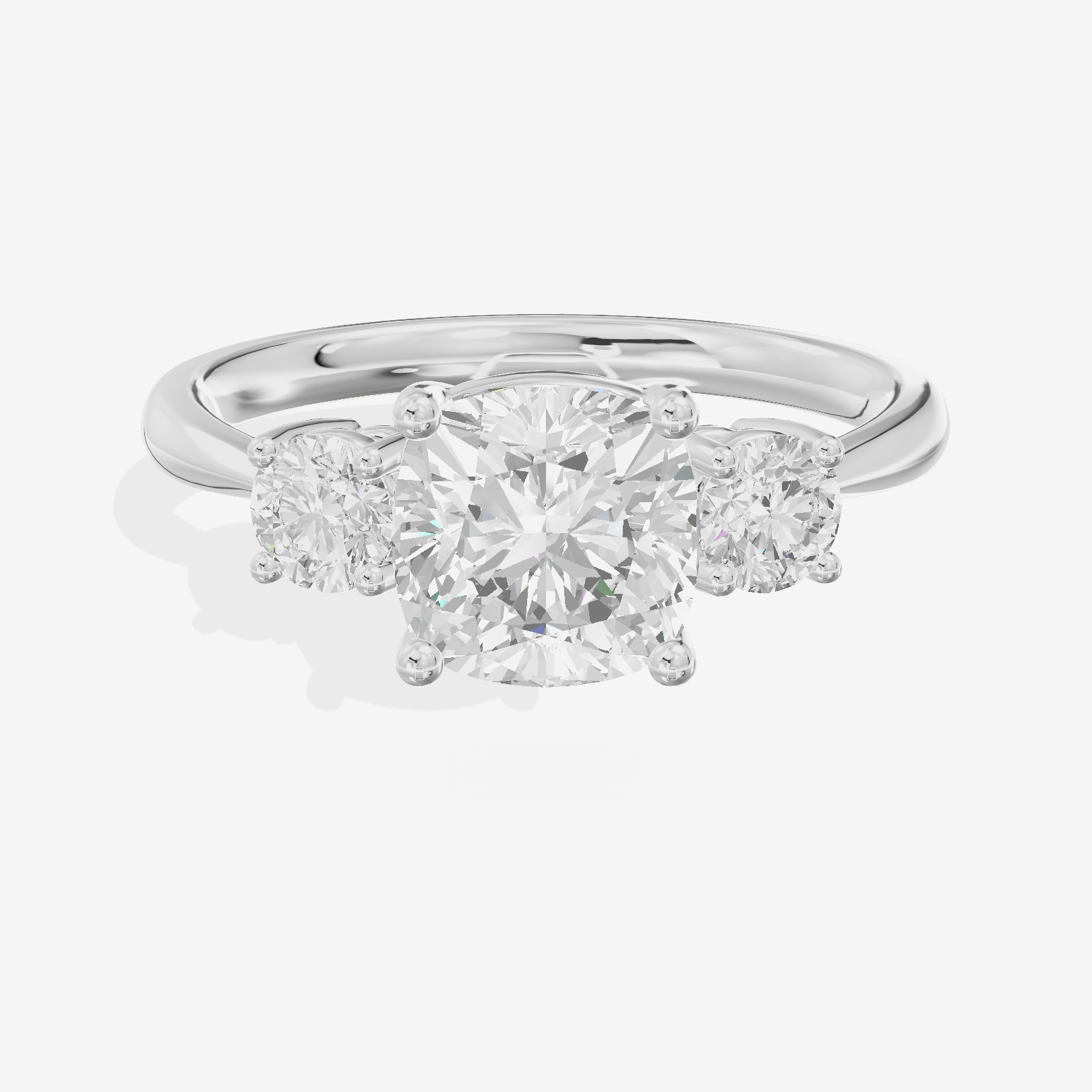 Petite Liviana 2mm Cushion Three Stone Engagement Ring (1/2 ct. tw.) in Platinum