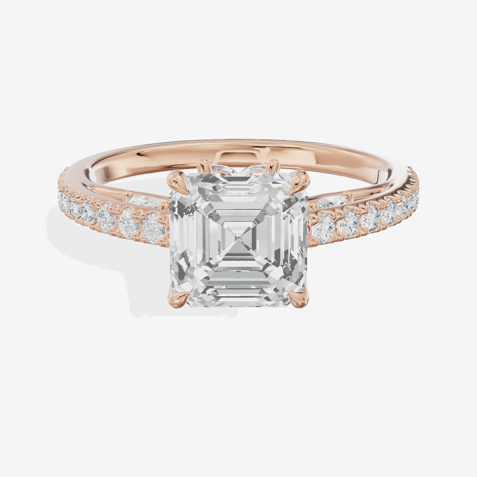 Twine Cathedral 1.8mm Asscher Solitaire Engagement Ring (1/2 ct. tw.) in 18K Rose Gold