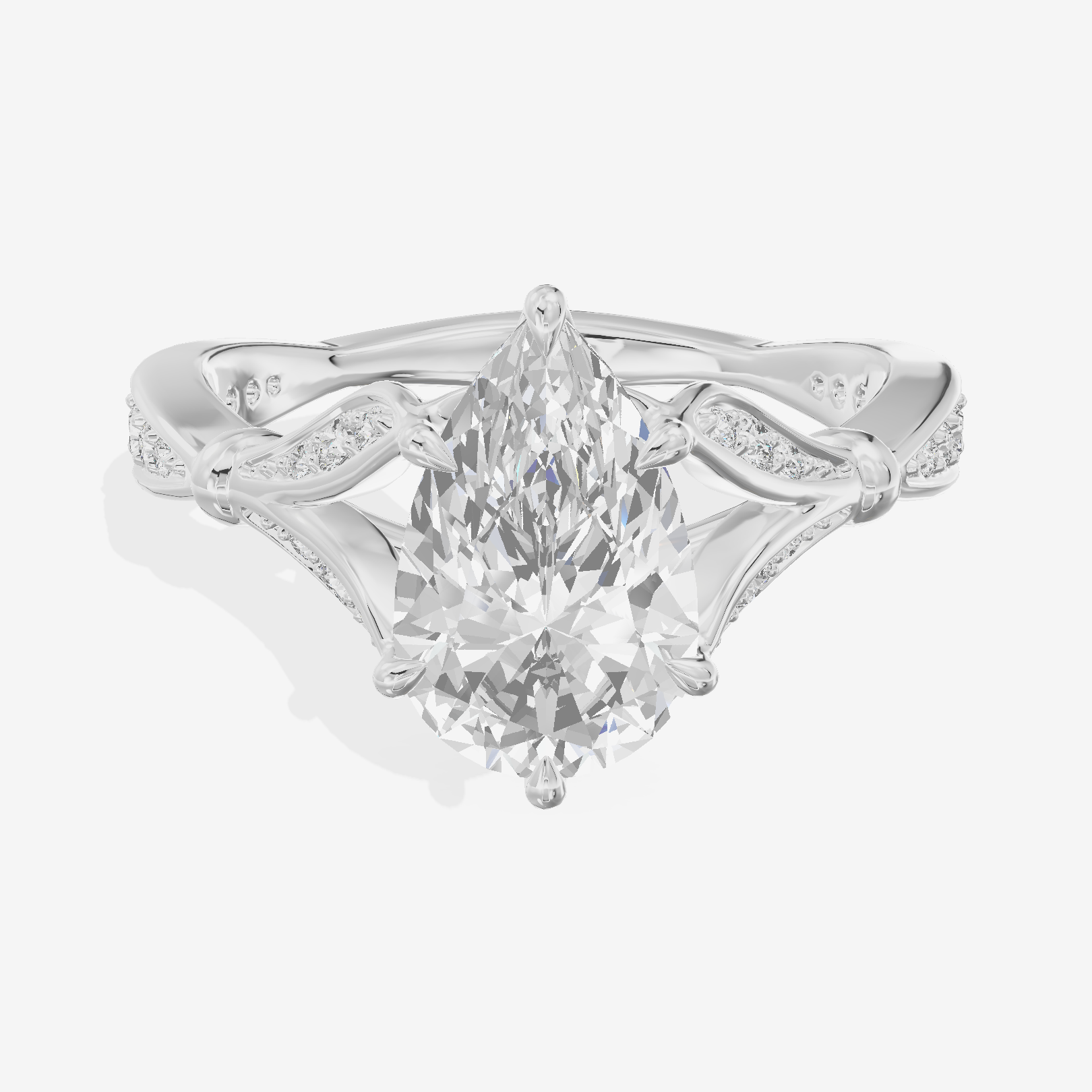 One of One Grand 3mm Pear Solitaire Engagement Ring (1/3 ct. tw.) in 18K White Gold