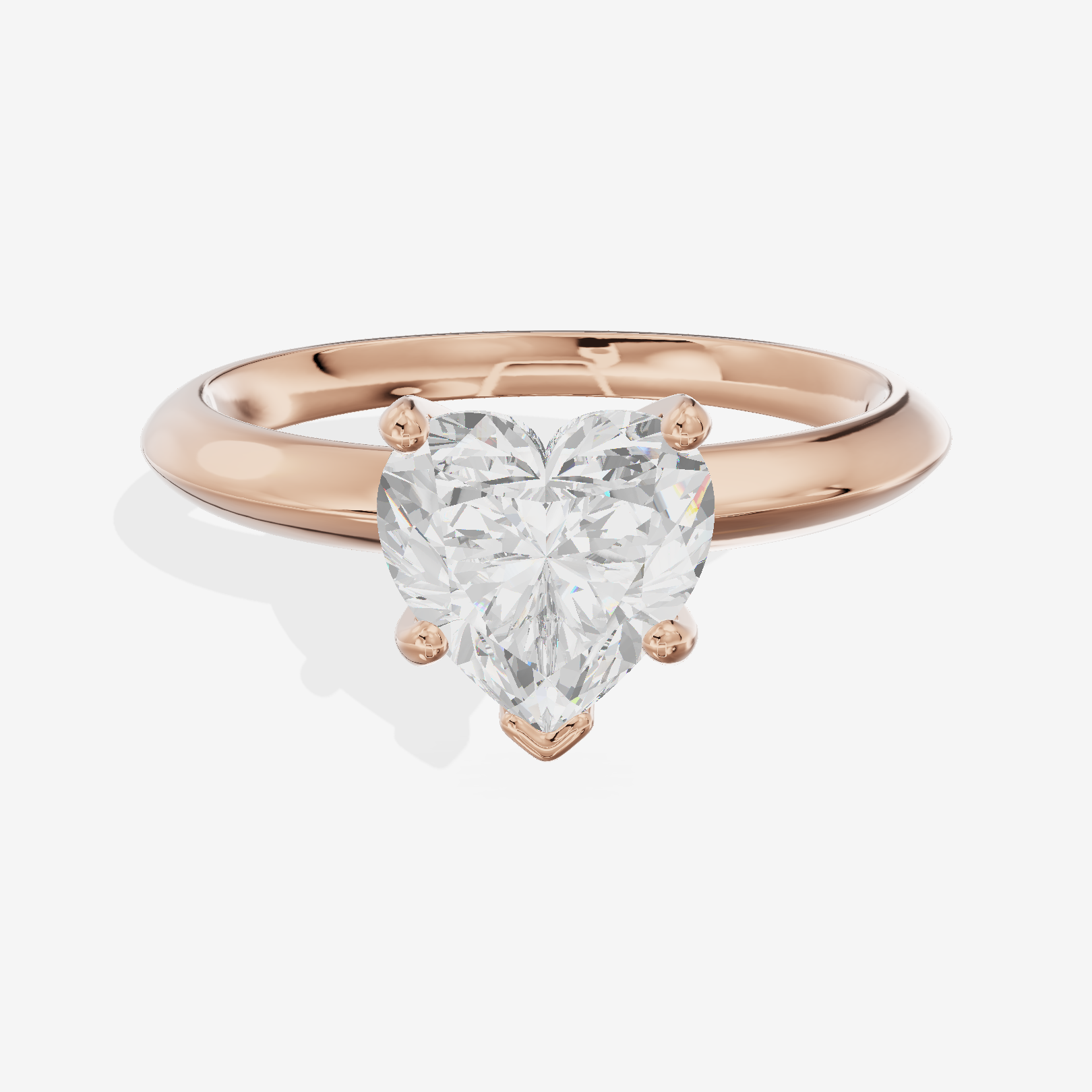 Classic Vowsae 2.5mm Heart Six-Prong Engagement Ring in 14K Rose Gold