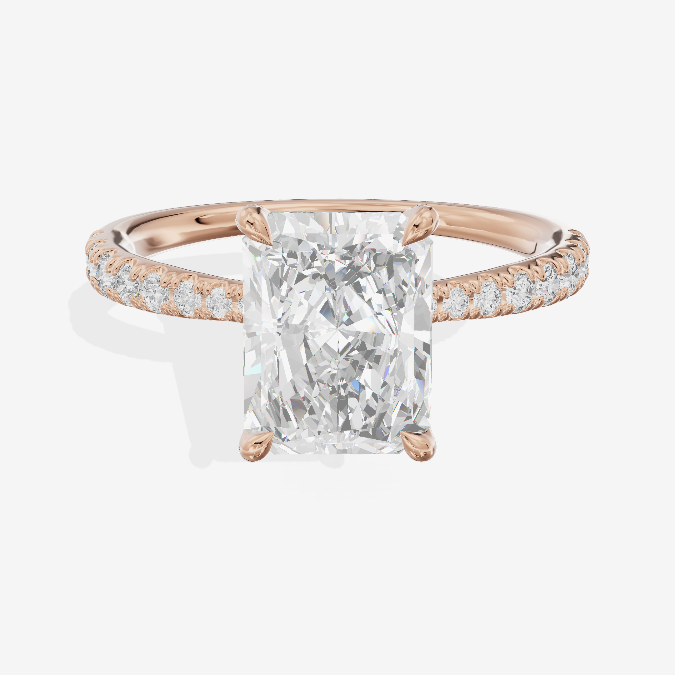 Lumera Radiant Engagement Ring with Side Stones (1/3 ct. tw.) in 18K Rose Gold