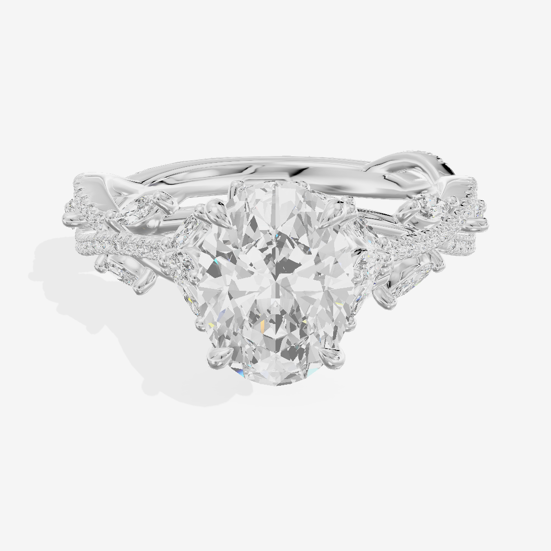 Luxe Promezza Oval Engagement Ring with Side Stones (1/2 ct. tw.) in Platinum