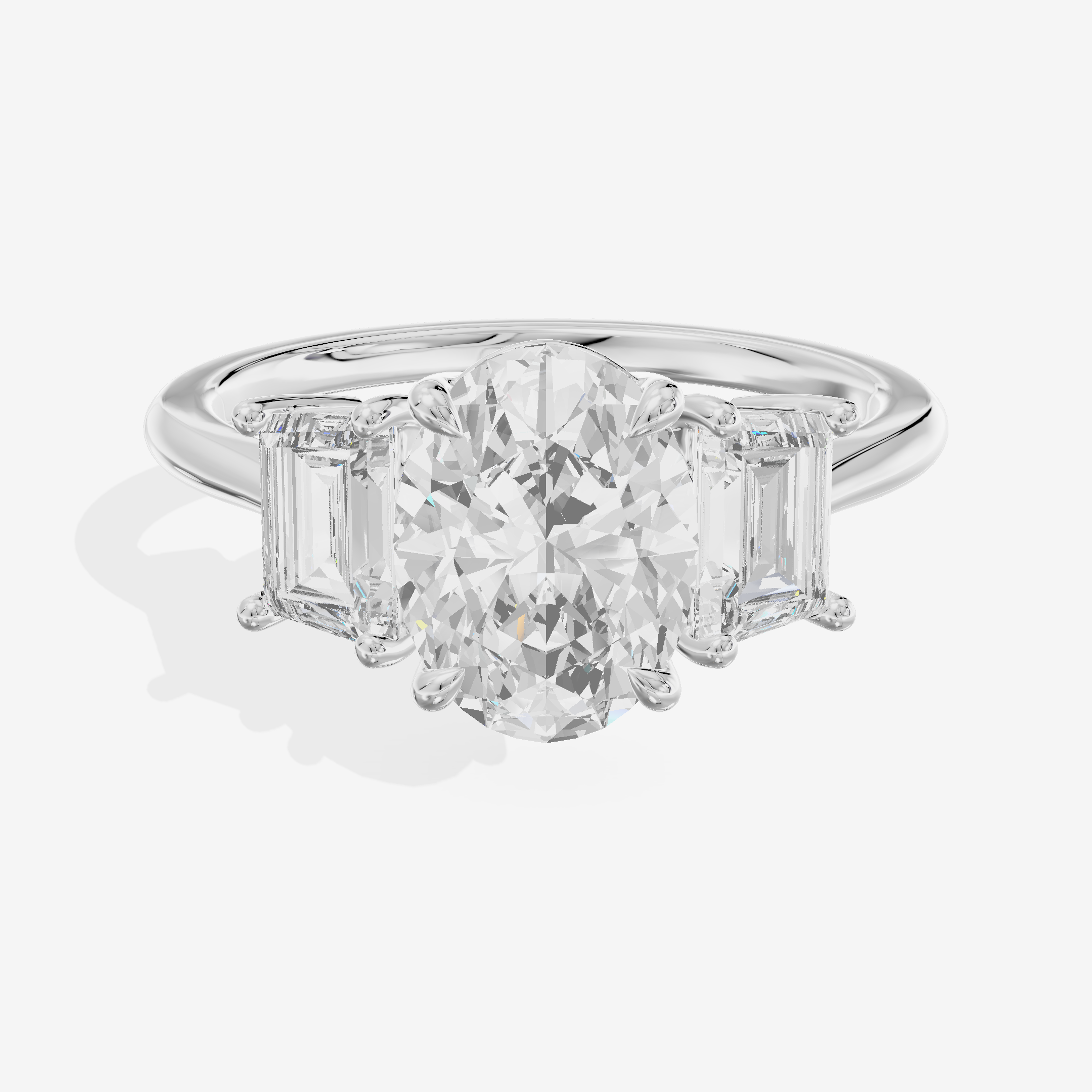 Luxe Promezza Three Stone Oval Engagement Ring (3/5 ct. tw.) in 18K White Gold