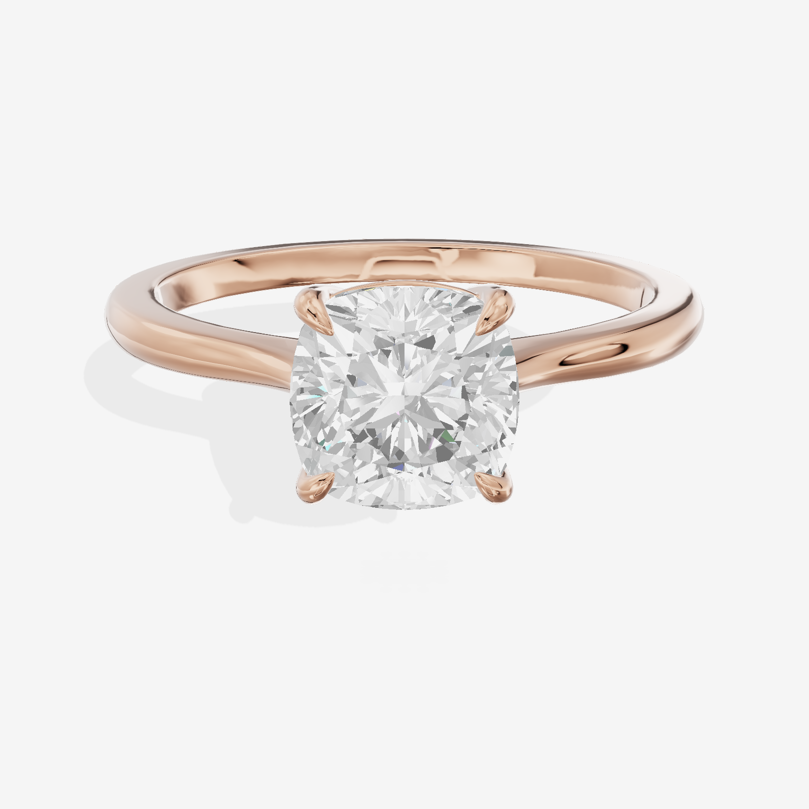 Bowed Adorae 1.5mm Cushion Solitaire Engagement Ring in 14K Rose Gold