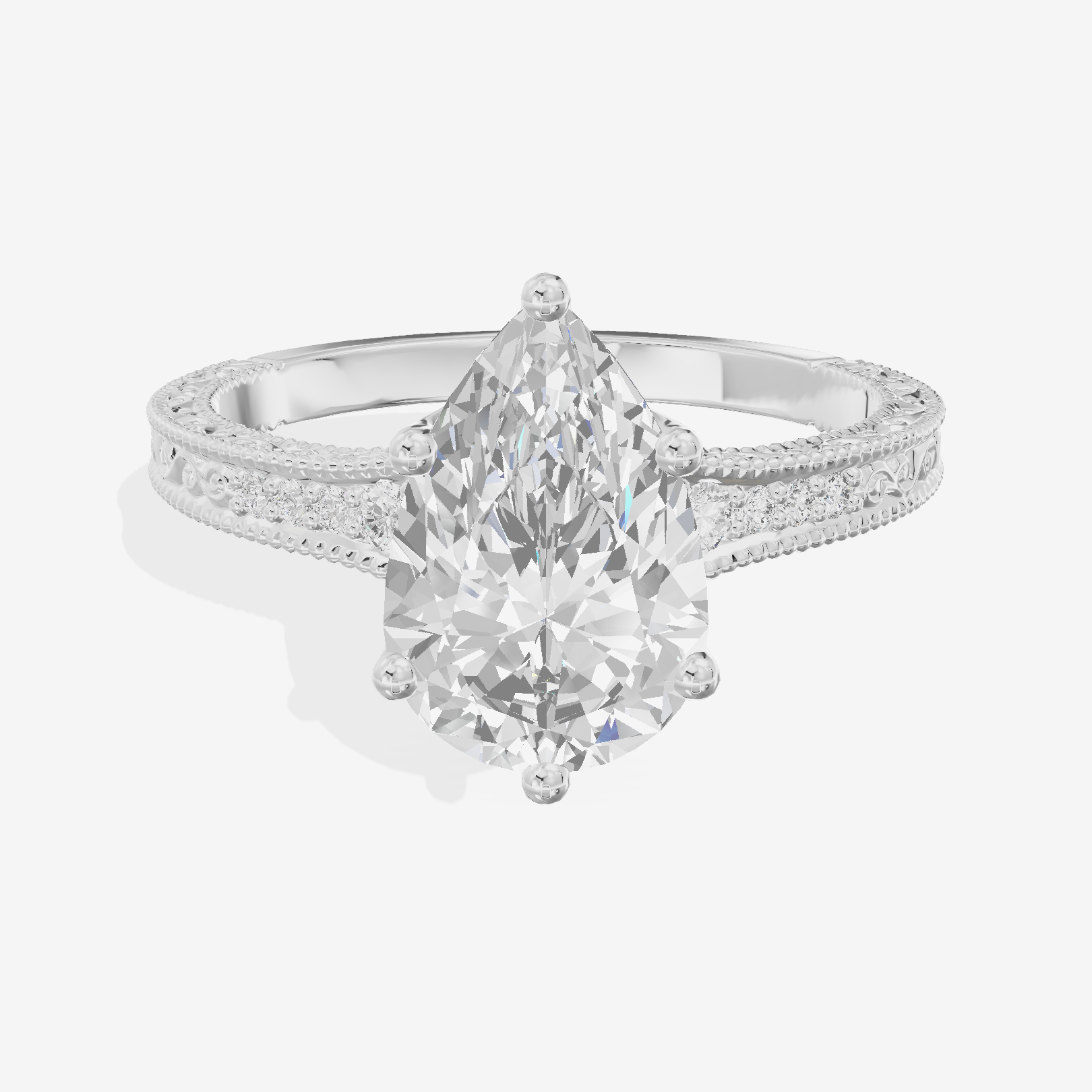 Vintage Sincere Pear Engagement Ring (1/10 ct. tw.) in 18K White Gold