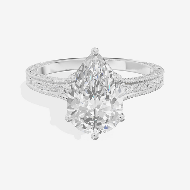 Vintage Sincere Pear Engagement Ring (1/10 ct. tw.) in 18K White Gold