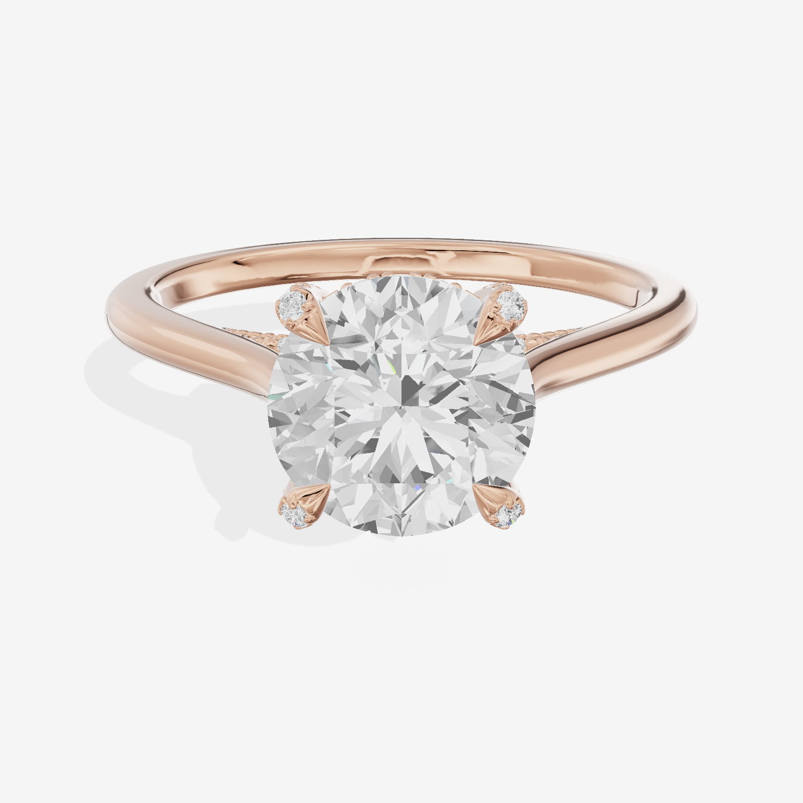 Grand Vowsae Round Engagement Ring with Side Stones (1/5 ct. tw.) in 18K Rose Gold