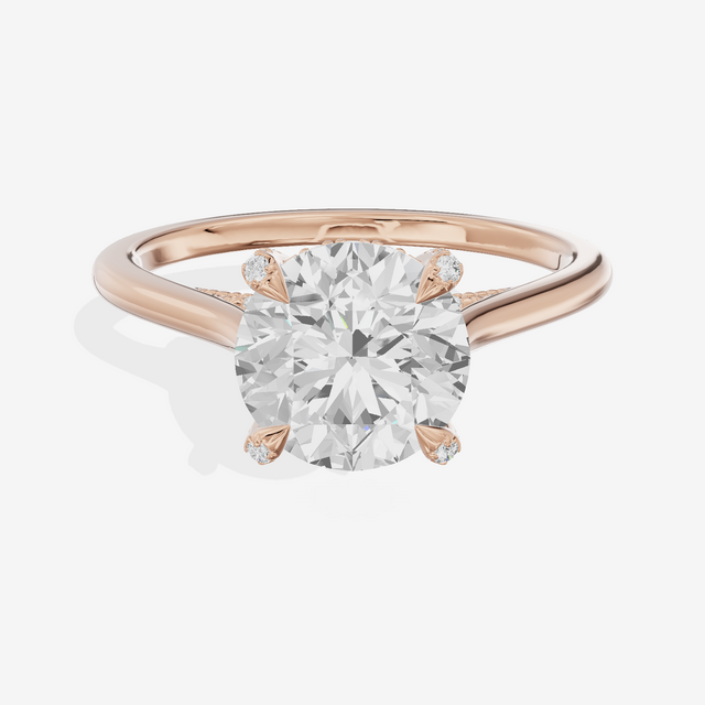 Grand Vowsae Round Engagement Ring with Side Stones (1/5 ct. tw.) in 18K Rose Gold