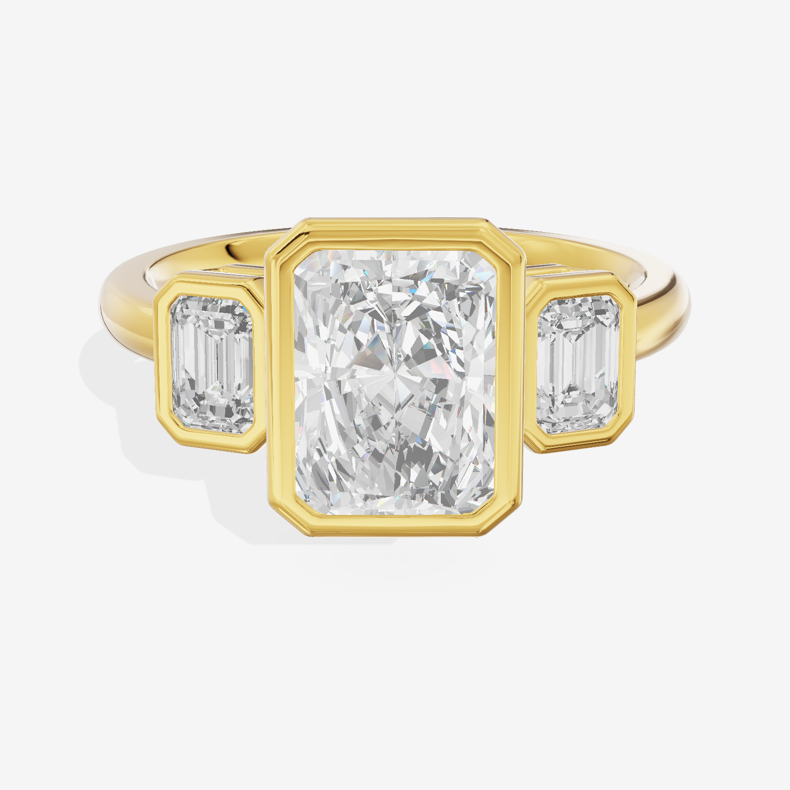 Selenia Three Stone Radiant Engagement Ring (1/2 ct. tw.) in 14K Yellow Gold