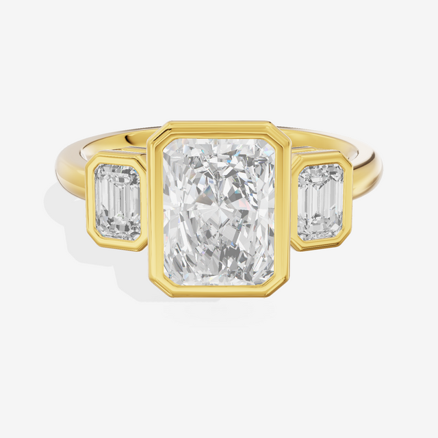 Selenia Three Stone Radiant Engagement Ring (1/2 ct. tw.) in 14K Yellow Gold