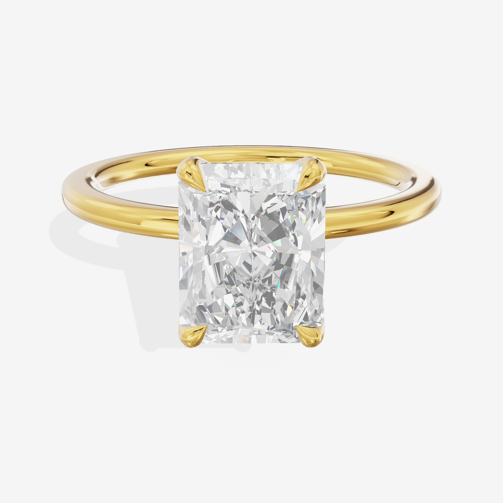 Petite Selenia 1.5mm Radiant Solitaire Engagement Ring in 14K Yellow Gold