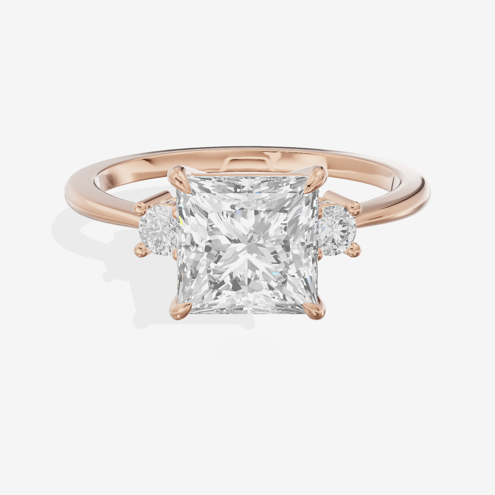 Eternal Aimora Princess Three Stone Engagement Ring (1/10 ct. tw.) in 18K Rose Gold