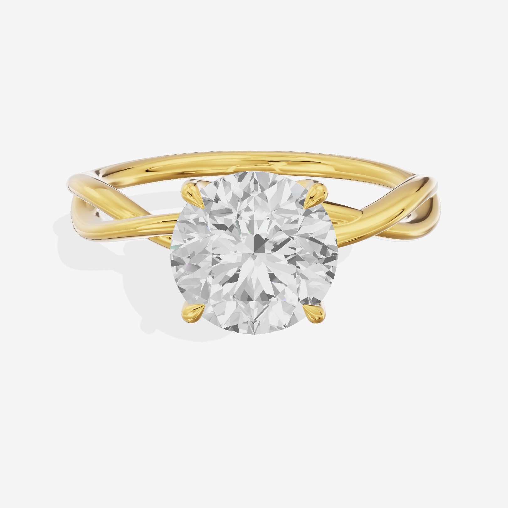 Twined Sincere Round Twisted Engagement Ring in 18K Yellow Gold