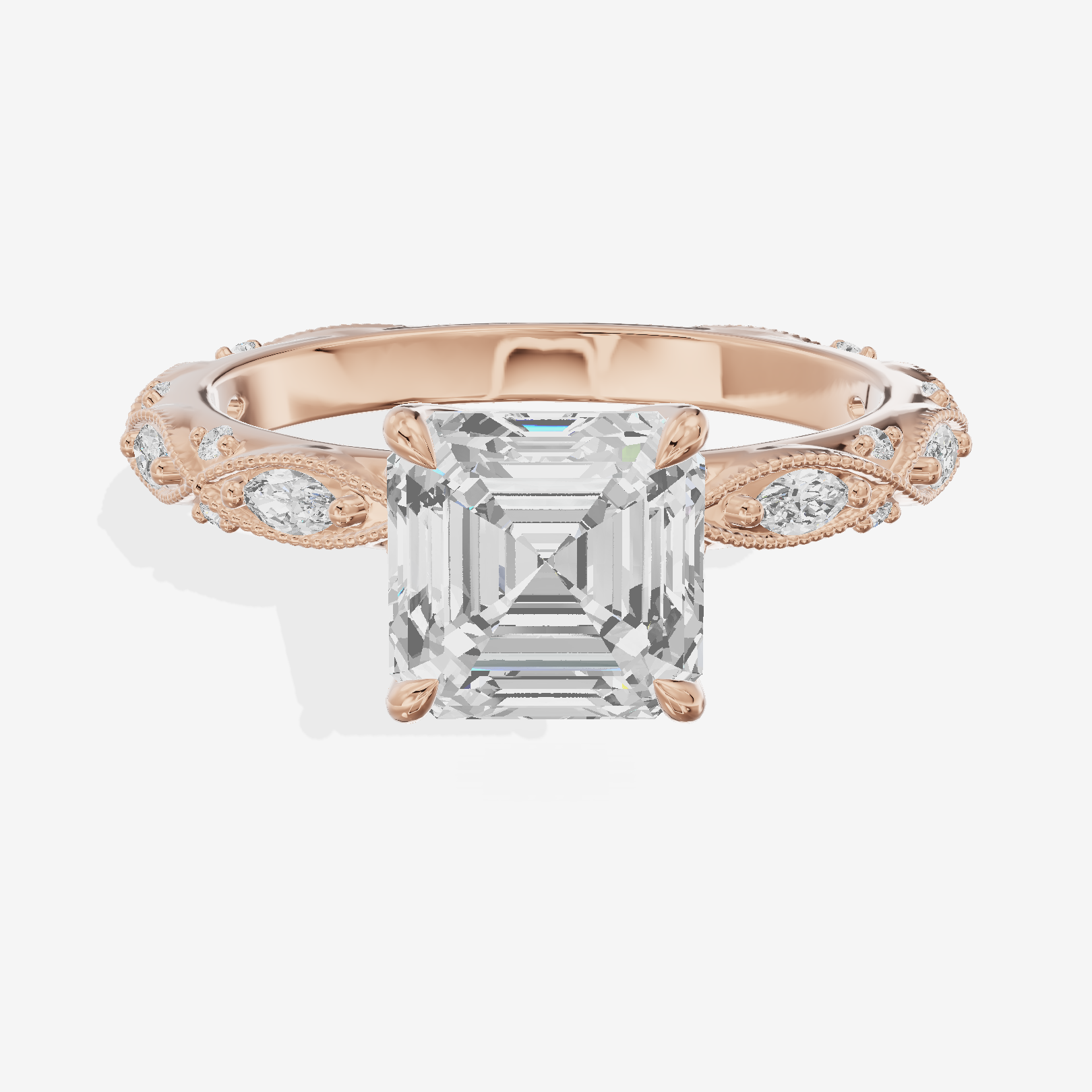 Vintage Whisper Asscher Engagement Ring (1/4 ct. tw.) in 18K Rose Gold