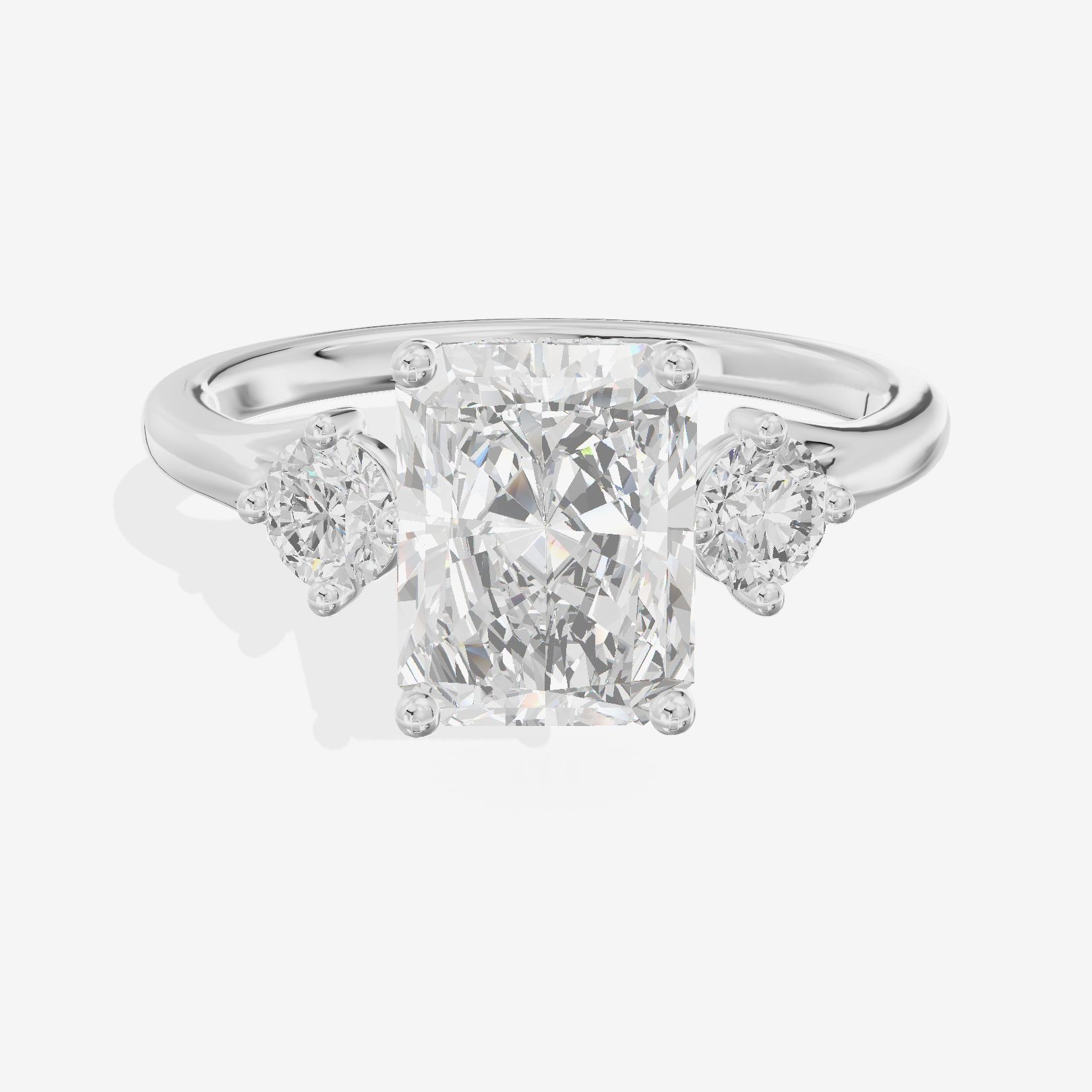 Luxe Solea Three Stone Radiant Engagement Ring (1/3 ct. tw.) in 18K White Gold