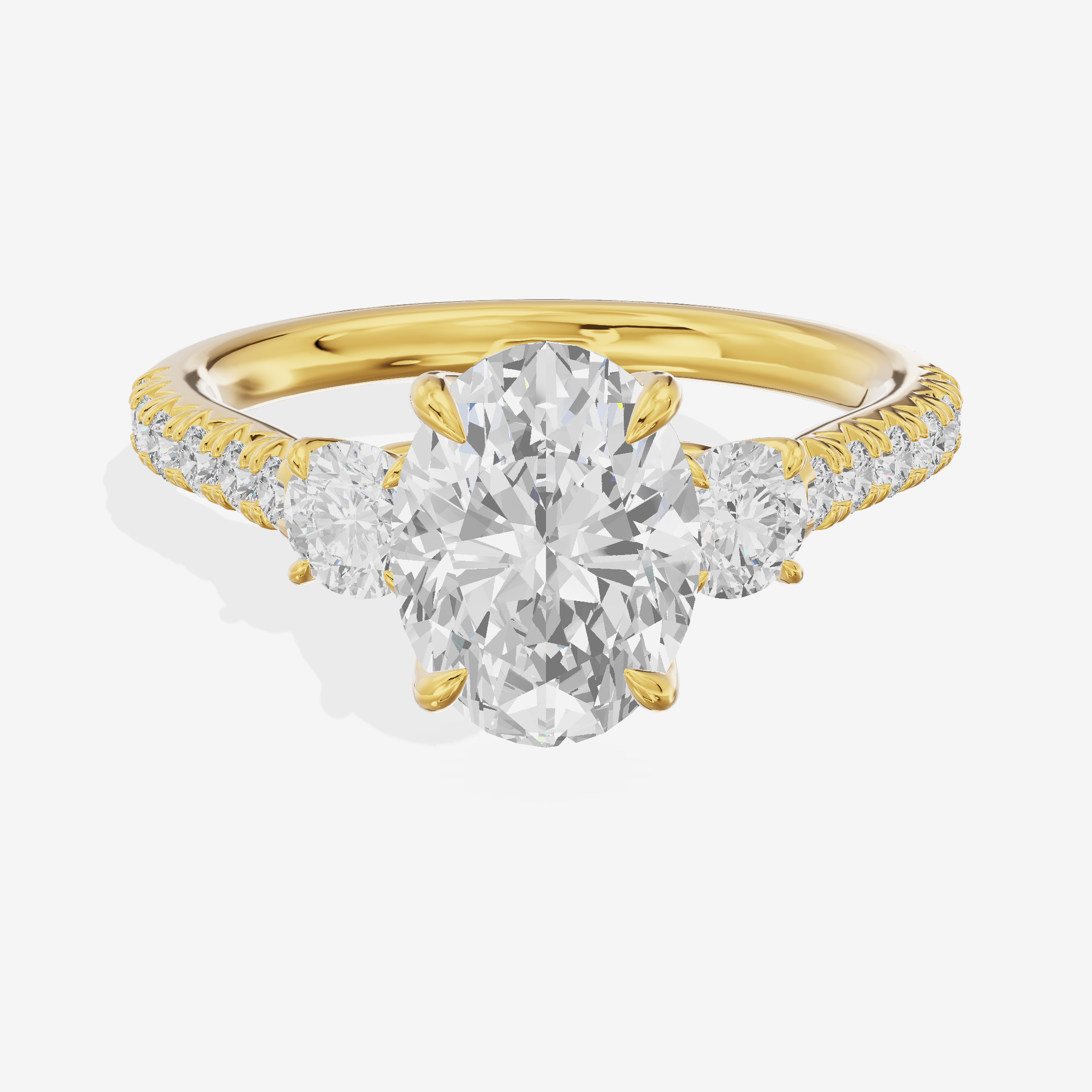 Triade Anniversary Anniversary Oval Three Stone Engagement Ring (1/2 ct. tw.) in 18K Yellow Gold