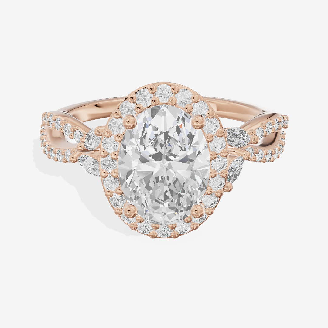 Luxe Reverya Oval Hidden Halo Engagement Ring (2/5 ct. tw.) in 14K Rose Gold