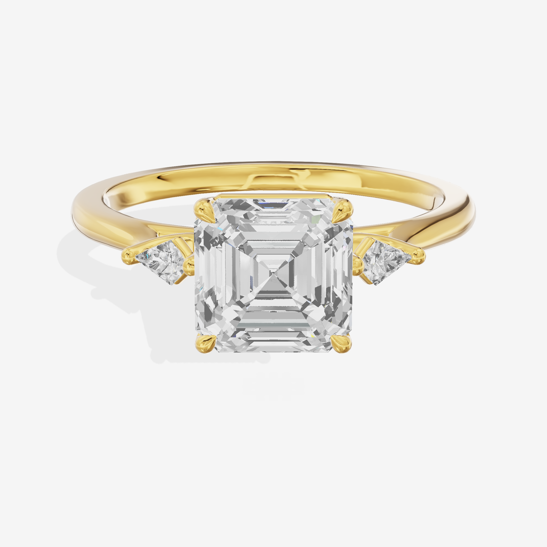 Vintage Belovae Asscher Three Stone Engagement Ring (3/5 ct. tw.) in 18K Yellow Gold