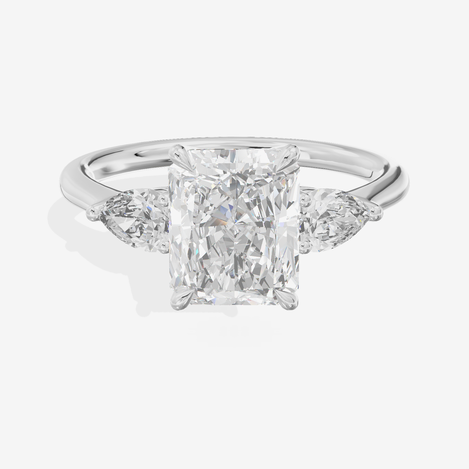 Luxe Aimora Three Stone Radiant Engagement Ring (3/4 ct. tw.) in 14K White Gold