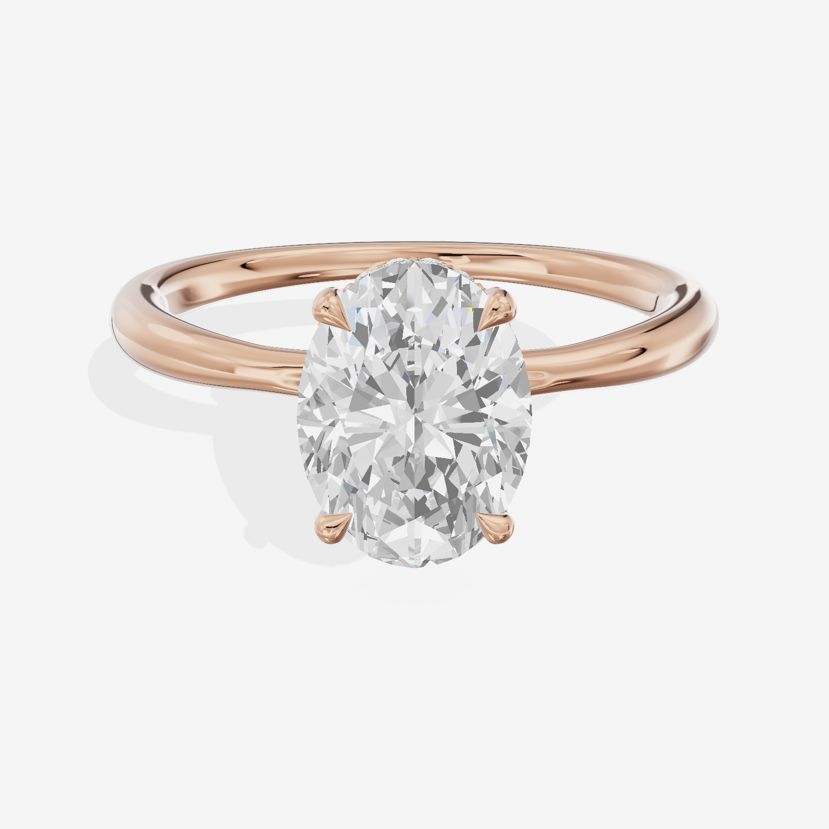 Adorae Oval Hidden Halo Engagement Ring (1/20 ct. tw.) in 14K Rose Gold