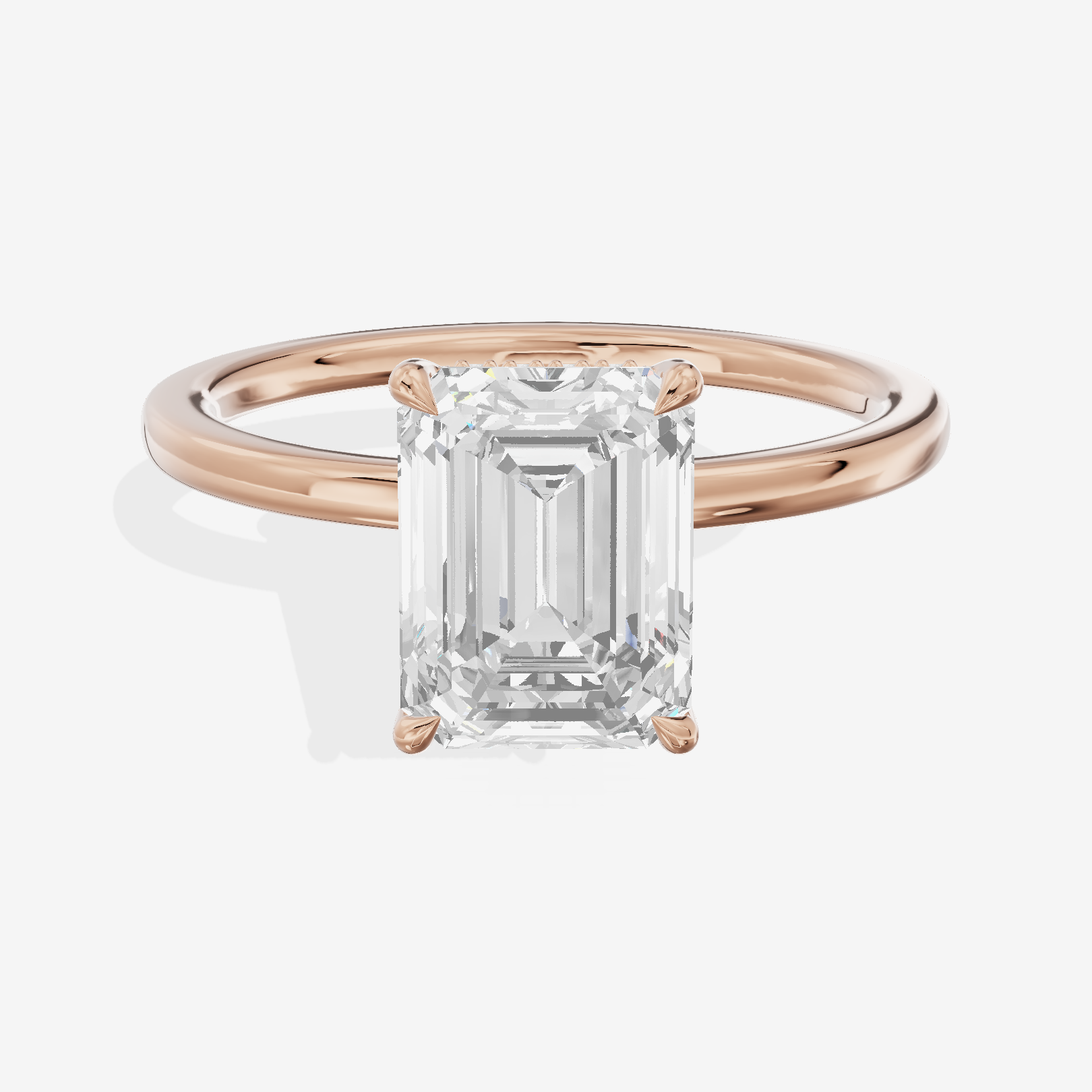 Grand Aimora Emerald Engagement Ring with Hidden Halos (1/20 ct. tw.) in 18K Rose Gold