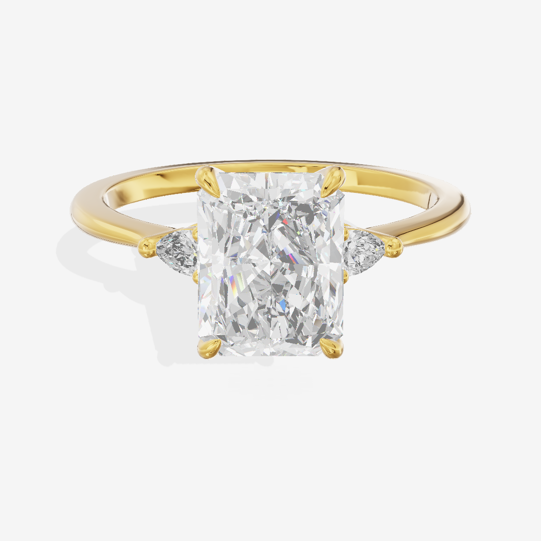 Coeurine Three Stone Radiant Engagement Ring (1/8 ct. tw.) in 14K Yellow Gold