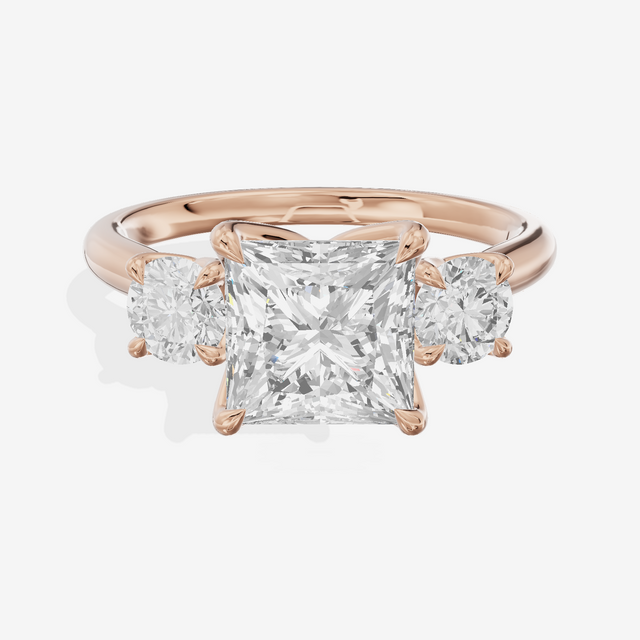 Eternal Sincere Three Stone Princess Engagement Ring (1/2 ct. tw.) in 18K Rose Gold