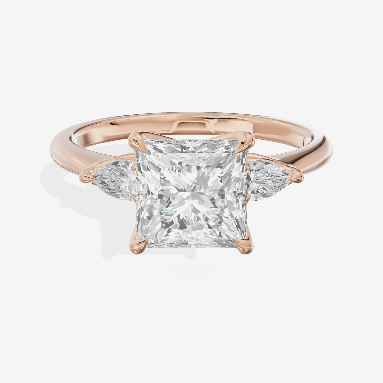 Petite Coeurine Three Stone Princess Engagement Ring (1/5 ct. tw.) in 14K Rose Gold