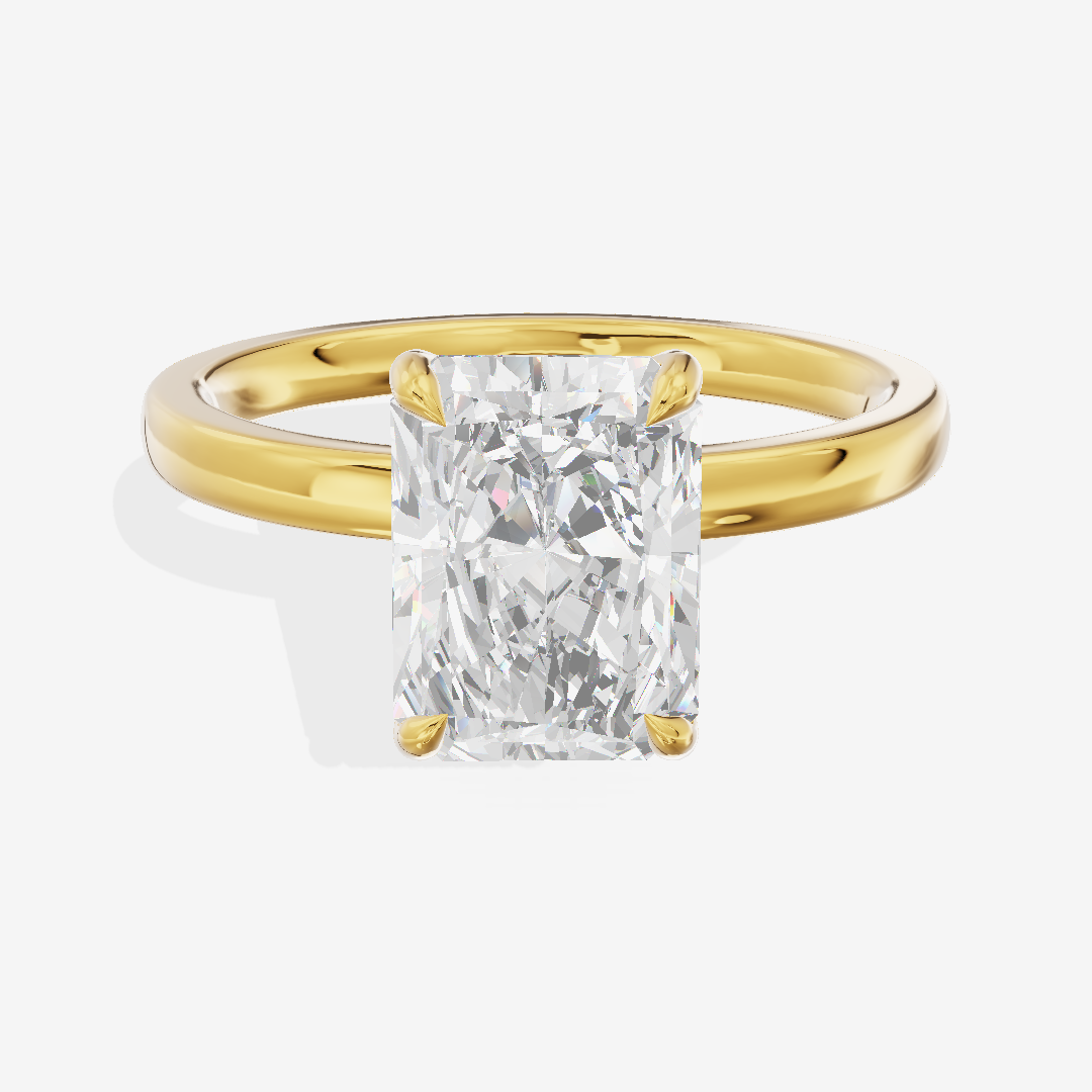 Petite Eversince 2mm Radiant Solitaire Engagement Ring in 18K Yellow Gold