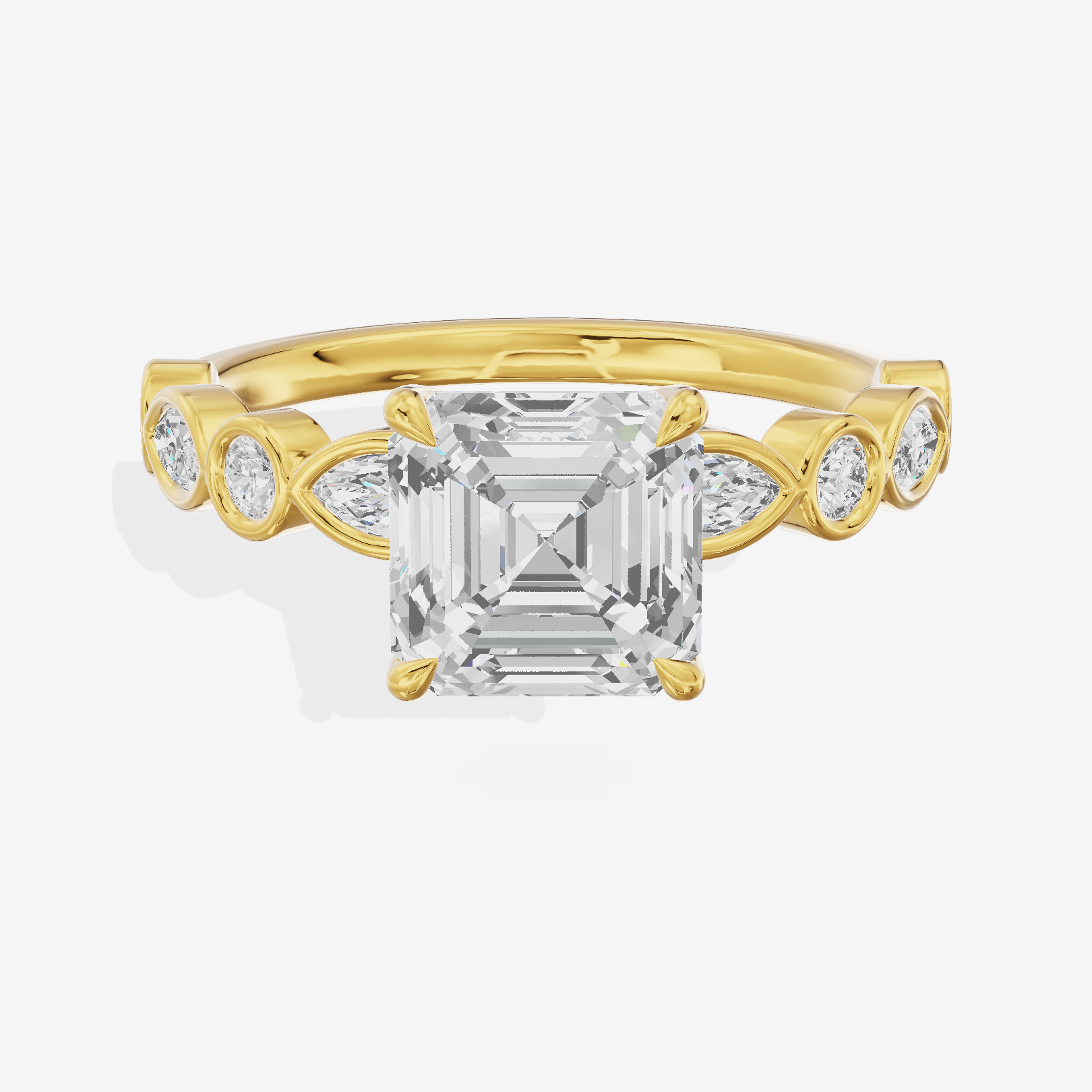 Tender Aurea Asscher Engagement Ring with Side Stones (1 ct. tw.) in 18K Yellow Gold
