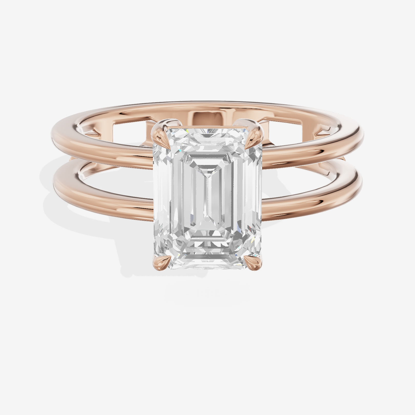 Sealed Promezza 4.3mm Emerald Solitaire Engagement Ring in 18K Rose Gold