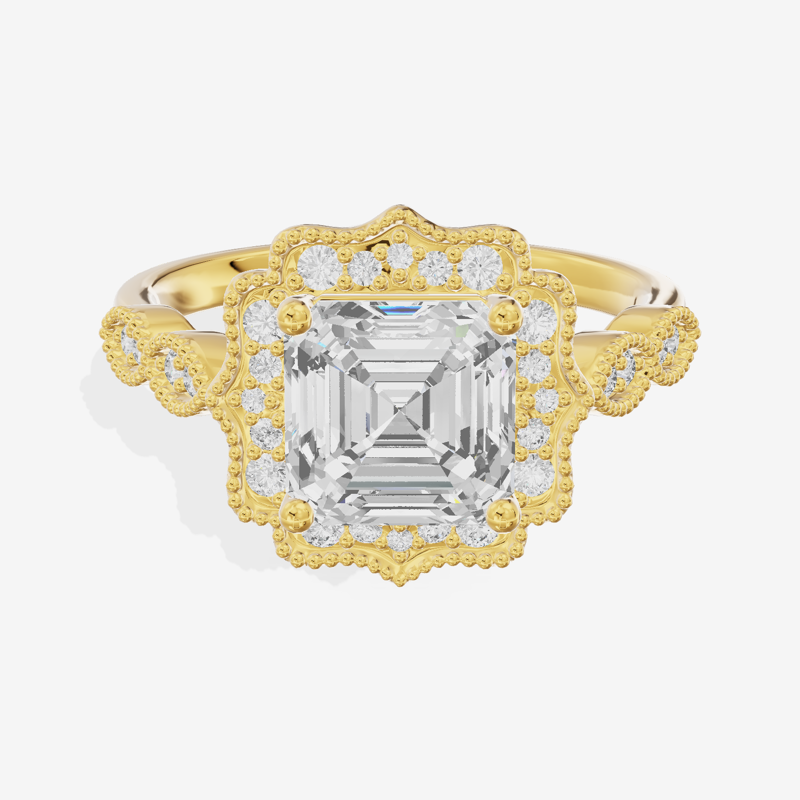 Luxe Liviana Asscher Halo Engagement Ring (2/3 ct. tw.) in 14K Yellow Gold