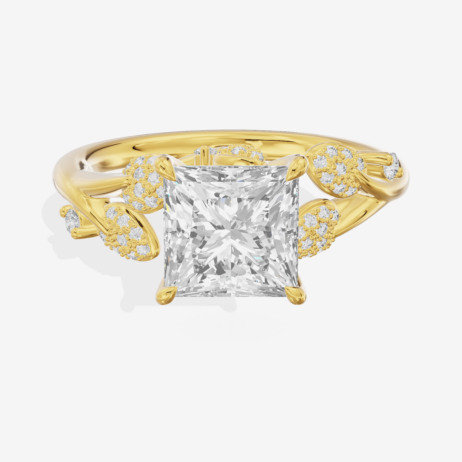 Lightwoven Princess Engagement Ring with Side Stones (1/6 ct. tw.) in 18K Yellow Gold