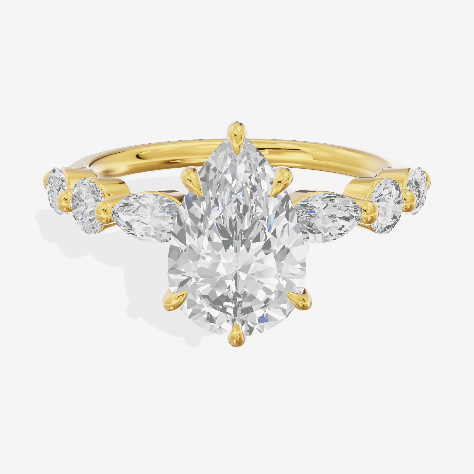 Grand Halcyon Pear Engagement Ring with Side Stones (3/4 ct. tw.) in 14K Yellow Gold