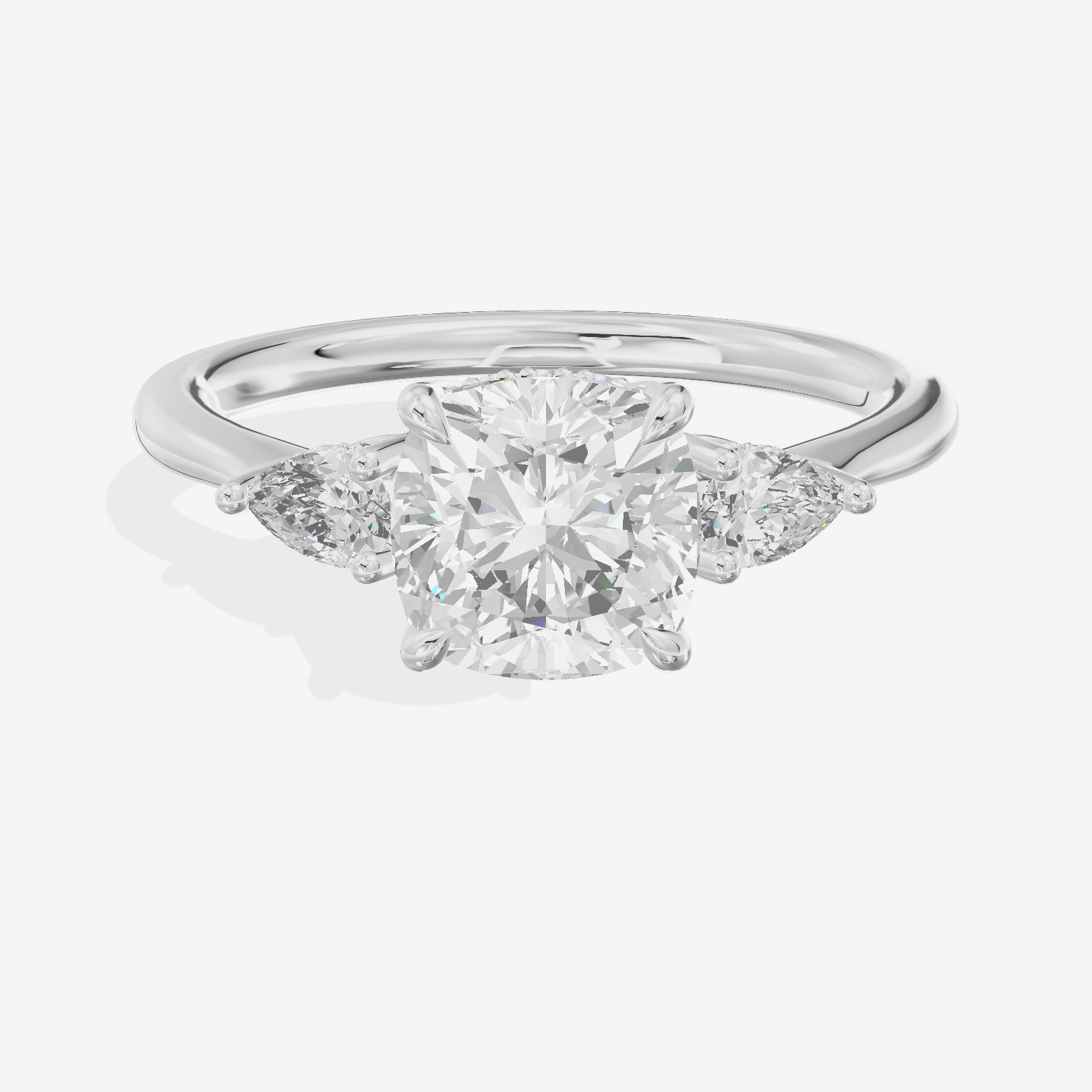 Petite Vowsae Three Stone Cushion Engagement Ring (1/4 ct. tw.) in Platinum