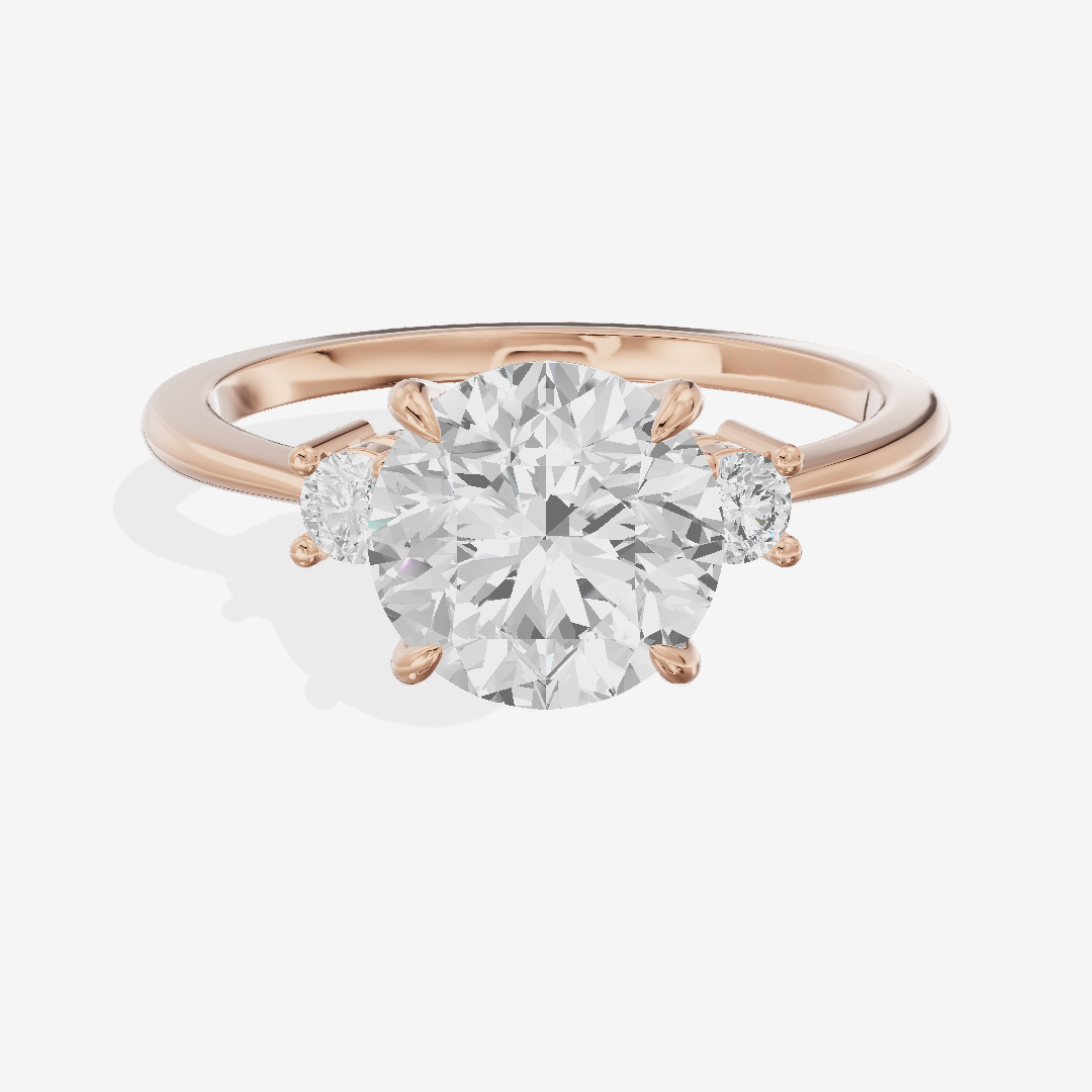 Eternal Aimora Round Three Stone Engagement Ring (1/10 ct. tw.) in 14K Rose Gold