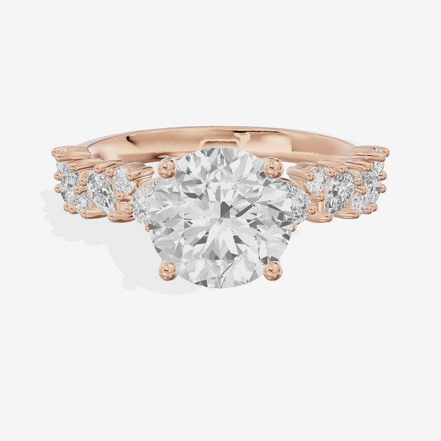 Bowed Vowsae Round Engagement Ring with Side Stones (2/5 ct. tw.) in 14K Rose Gold