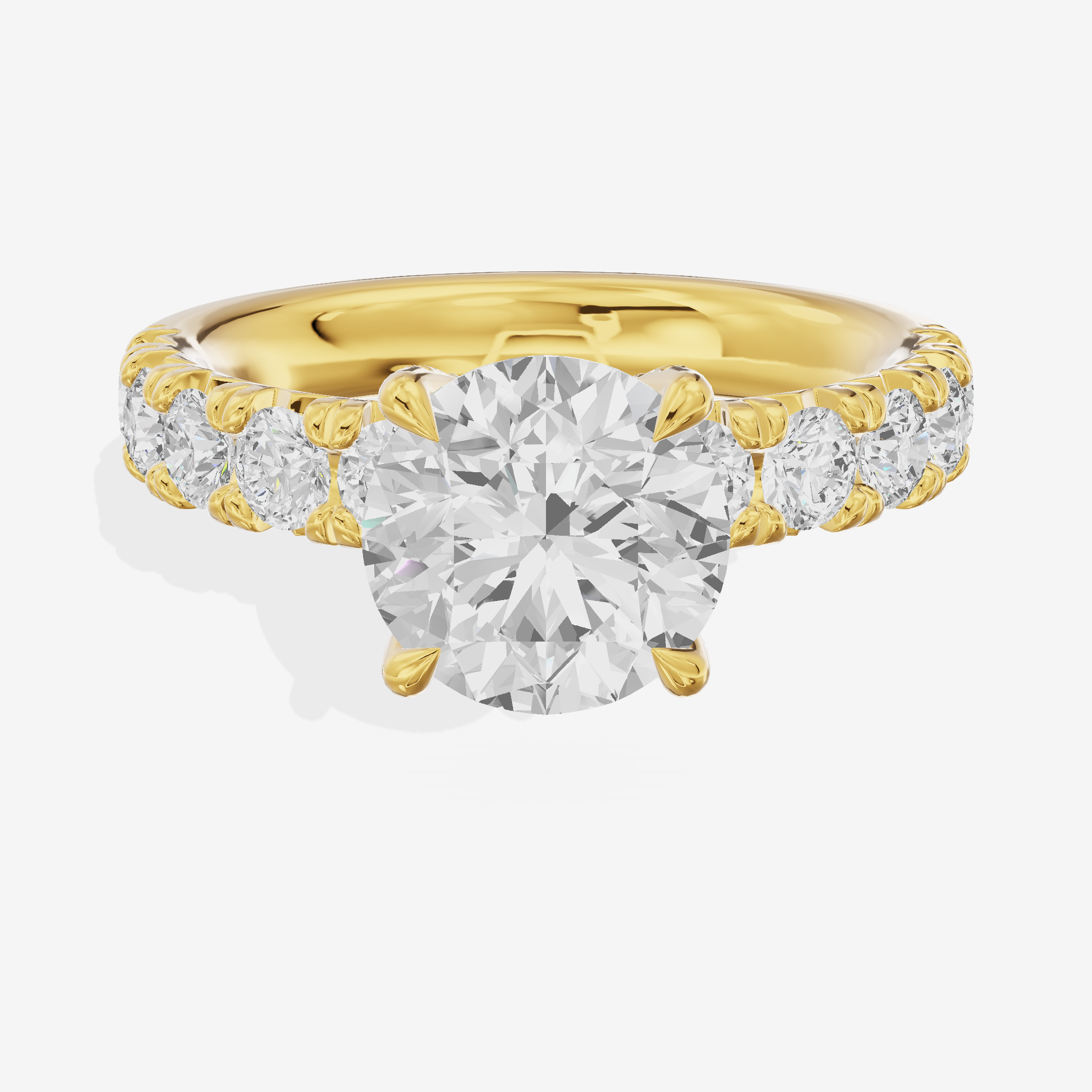 Lustrous Aurea Round Engagement Ring with Side Stones (3/4 ct. tw.) in 14K Yellow Gold