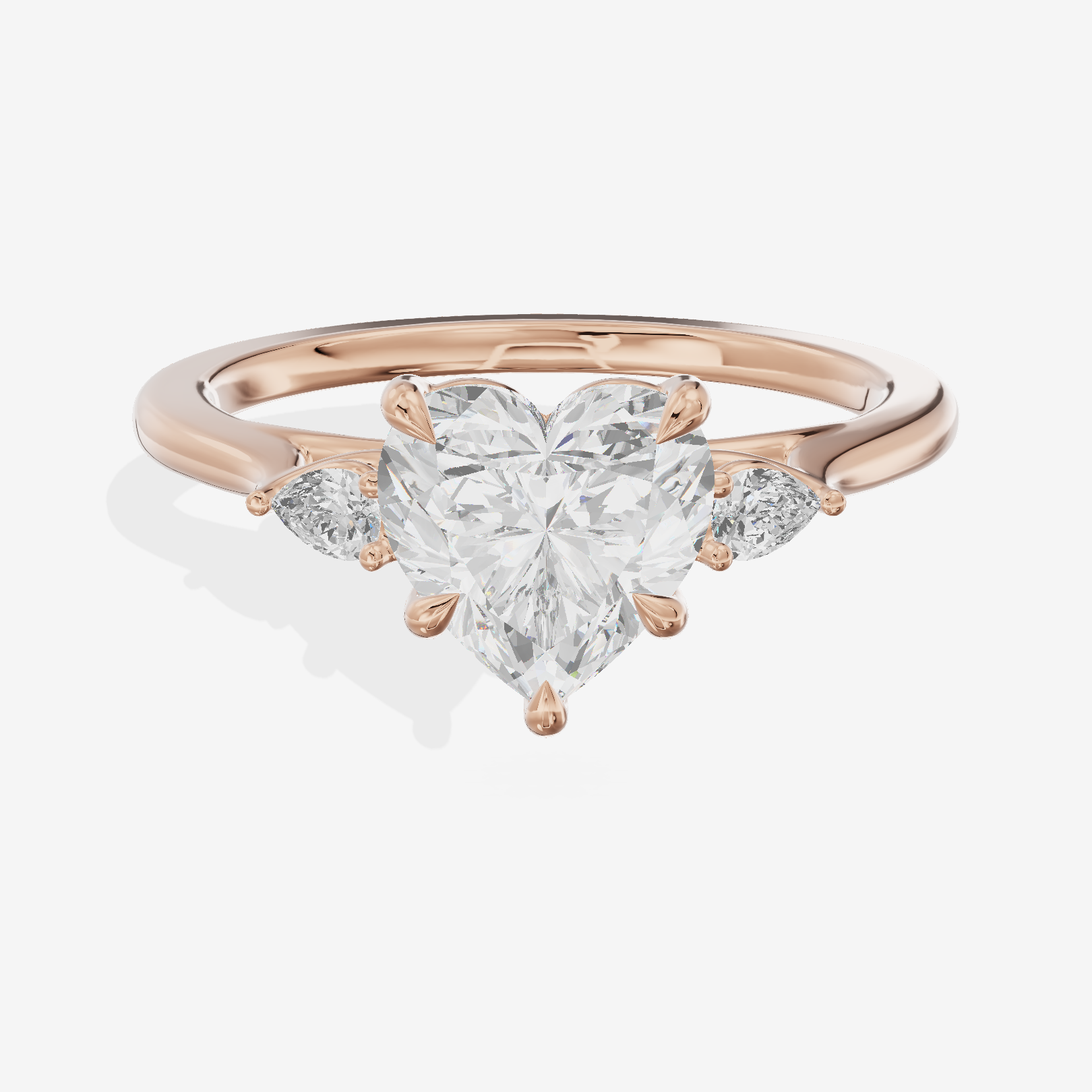 Triade Heart Three Stone Engagement Ring (1/10 ct. tw.) in 14K Rose Gold
