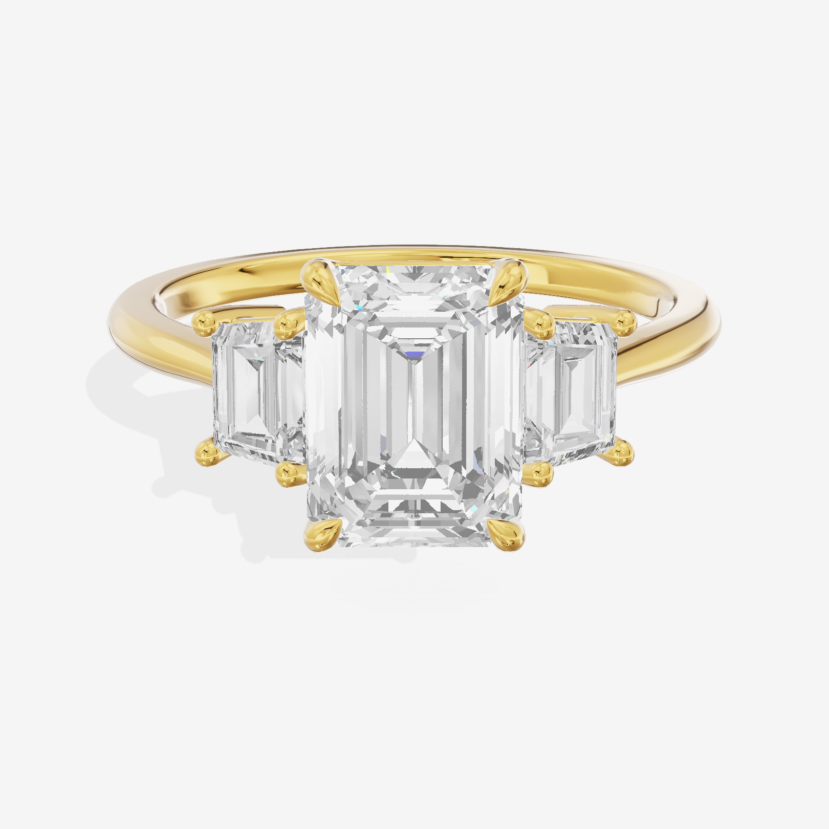 Triade Side Stone Emerald Three Stone Engagement Ring (2/5 ct. tw.) in 18K Yellow Gold