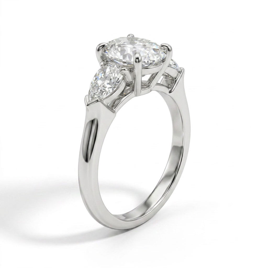 Three Stone Oval Engagement Ring (5.03 ct. tw.) in 18K White Gold