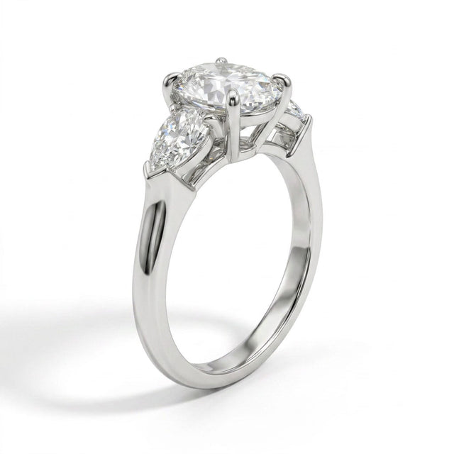 Three Stone Oval Engagement Ring (5.03 ct. tw.) in 18K White Gold