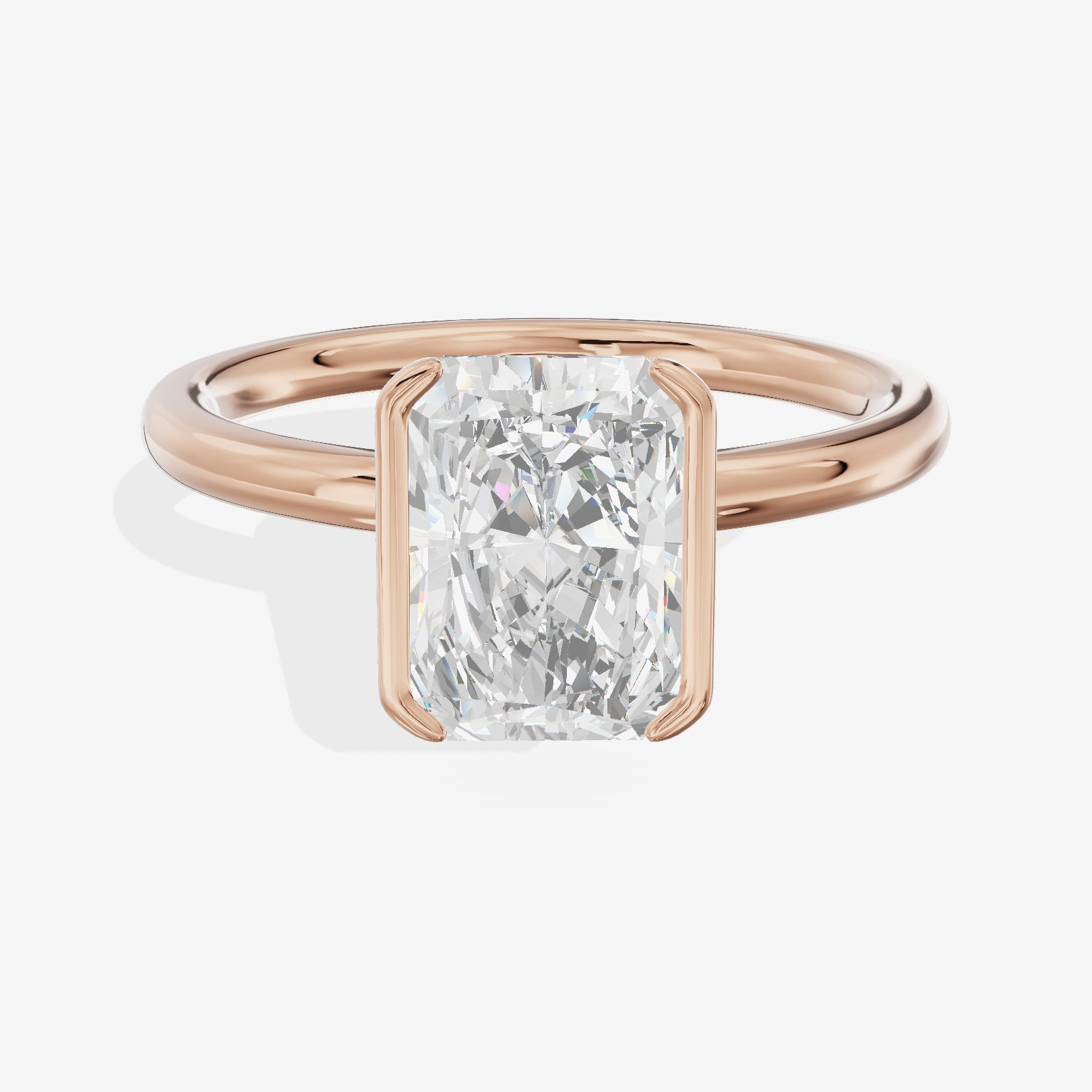 Sincere Bezel 1.8mm Radiant Solitaire Engagement Ring in 18K Rose Gold